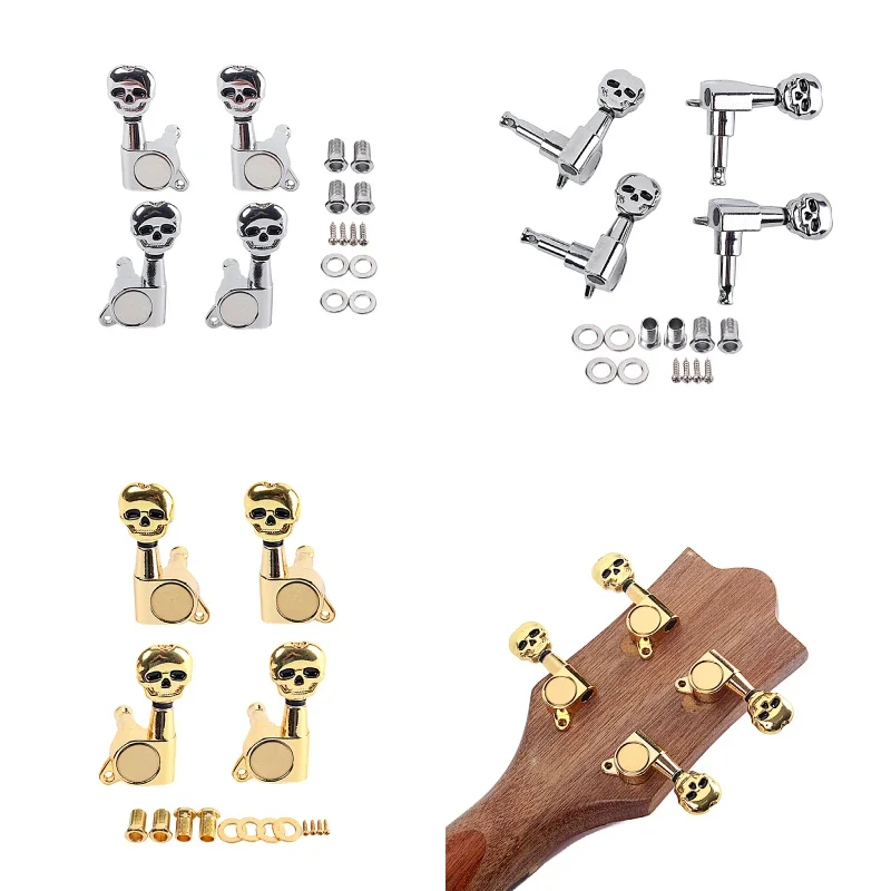 2R2L forma de calavera eléctrica UKULELE clavija de afinación botón de cuerdas UKULE piezas Accesorios