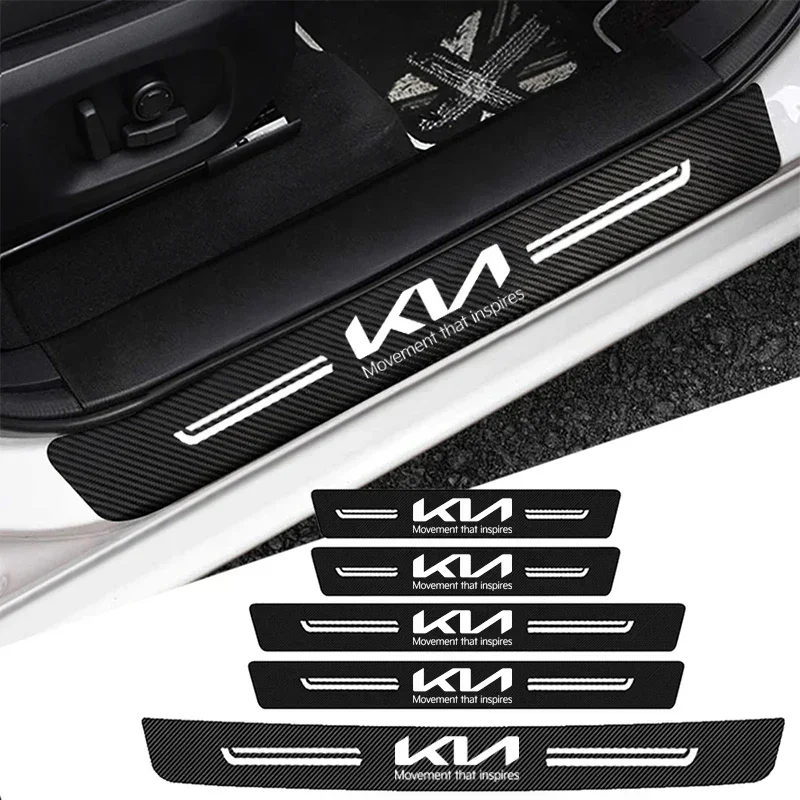 Carbon Fiber Car Rear Door Sill Protector Trunk Bumper Stickers for KIA K3 K7 Ceed Forte K9 Optoma Picanto K5 Rio Sorento Soul