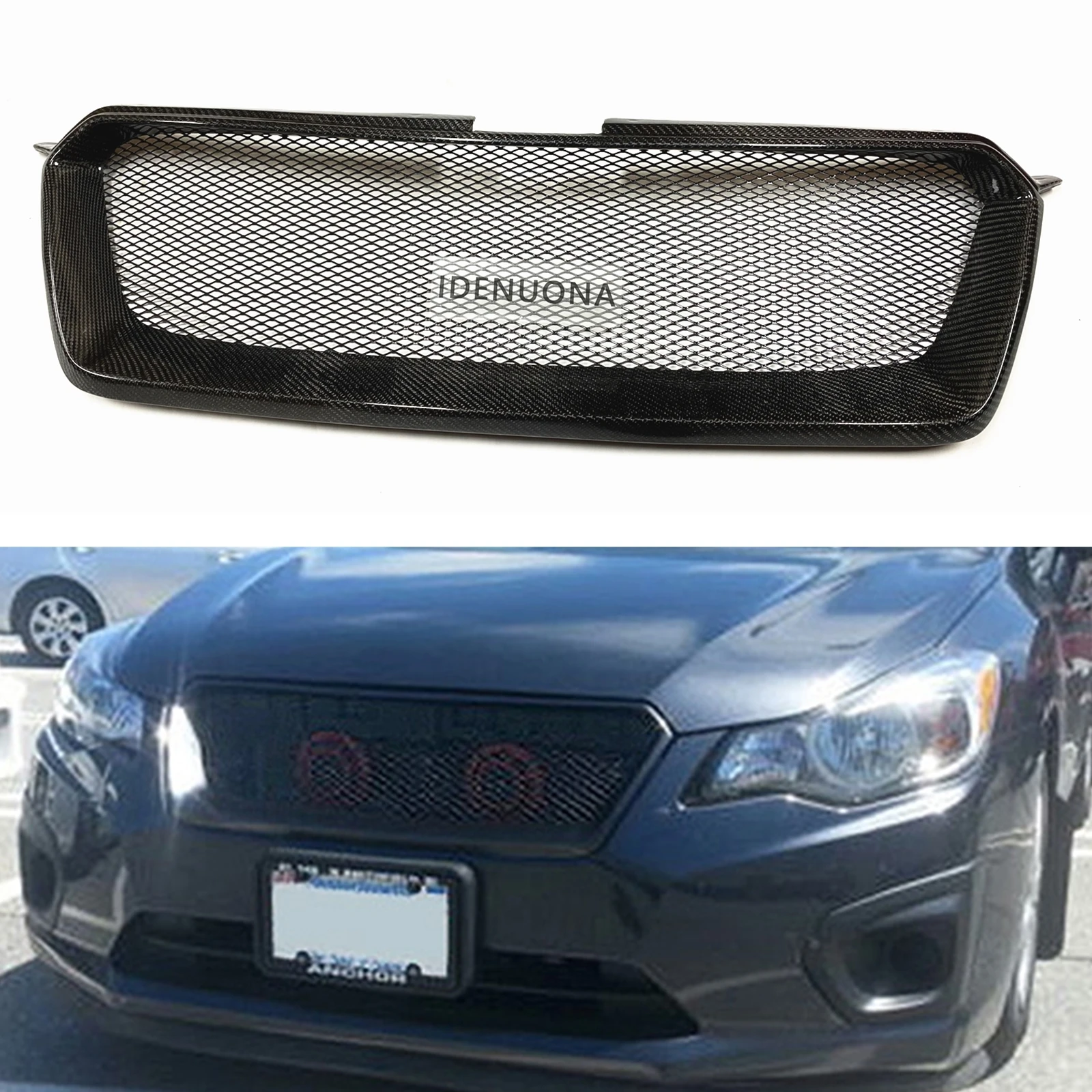 

Front Grille Grill For Subaru Impreza 2.0i 2012.7-2016 Real Carbon Fiber/Fiberglass Honeycomb Style Upper Bumper Hood Mesh Grid