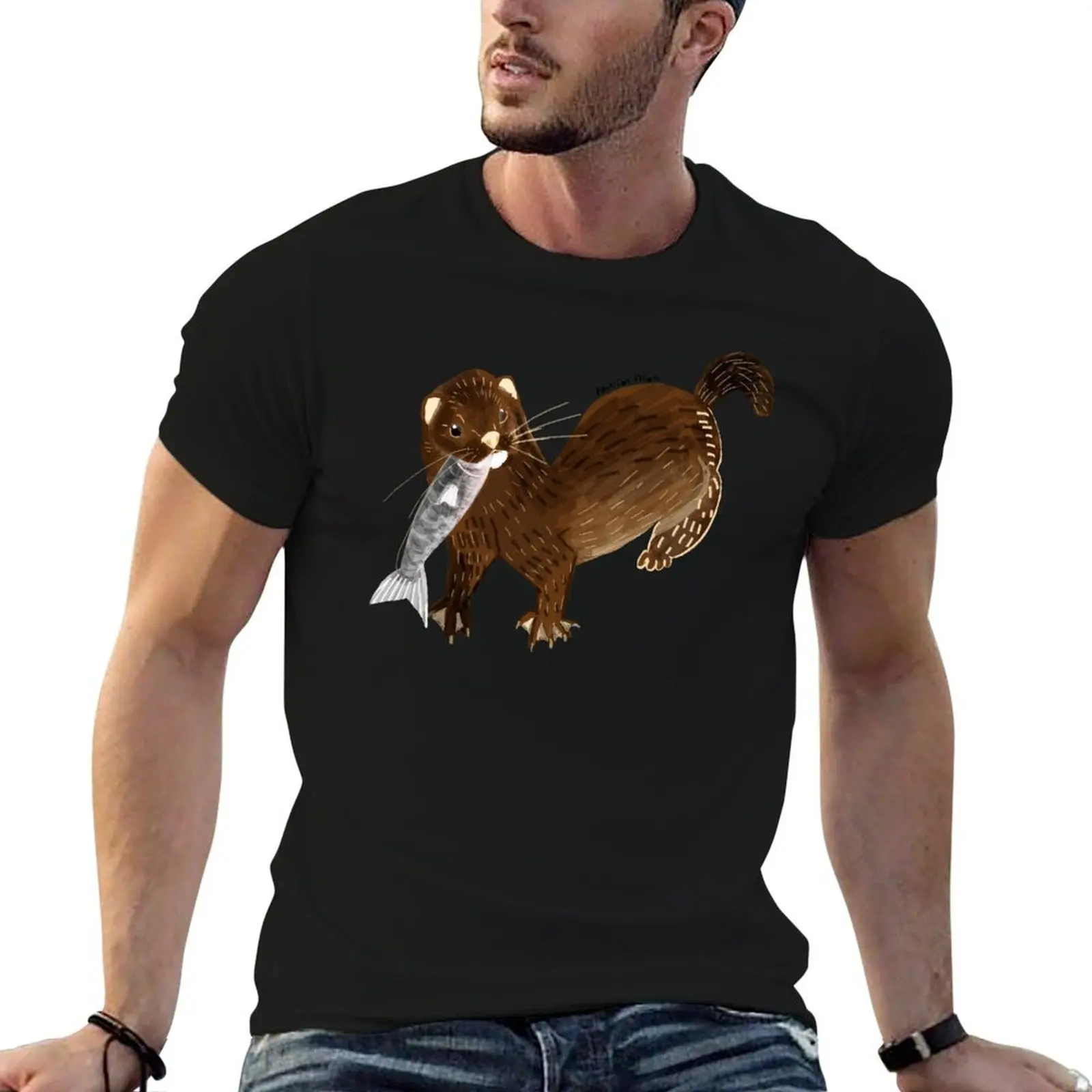 

Clever Mink (Neovison vison) T-Shirt man t shirts high quality luxury brand t shirts for man cotton T-Shirt