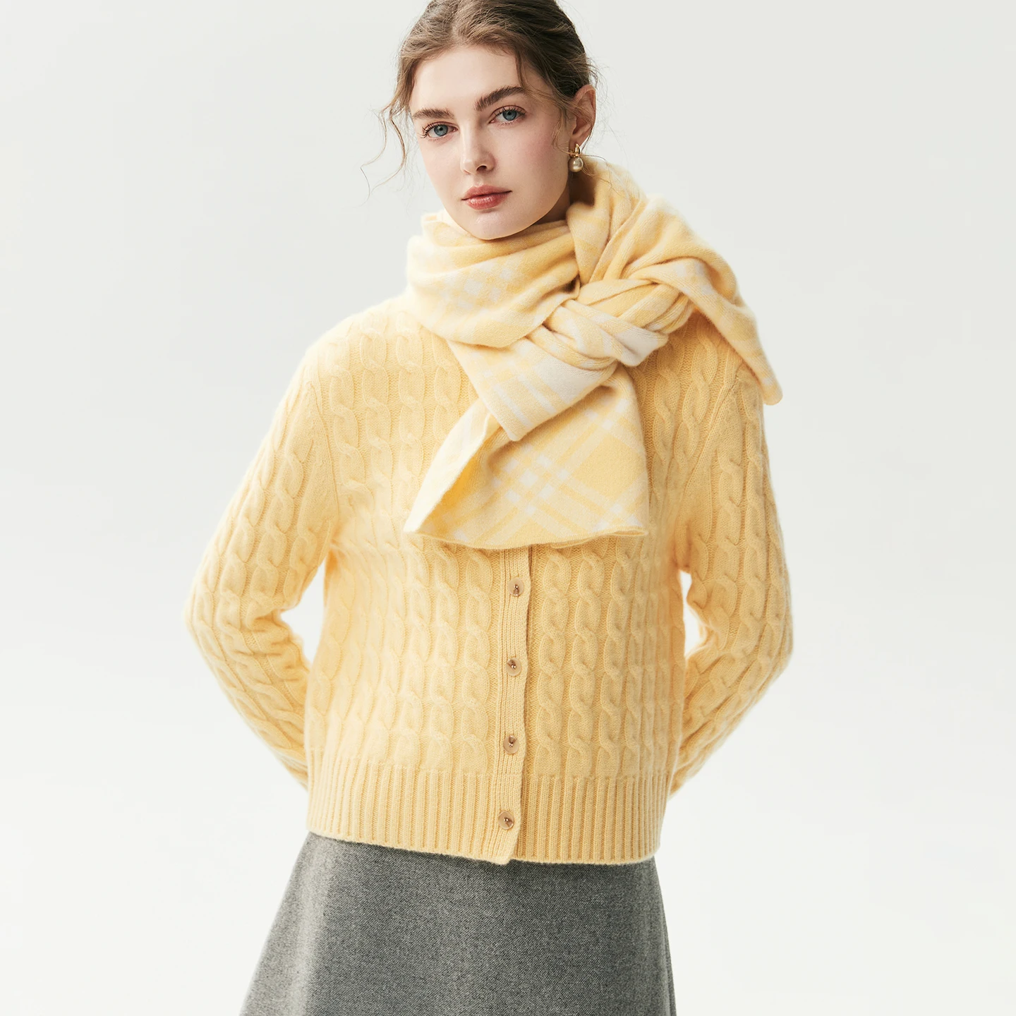 CHICUU Women 100% Cashmere Shawl Scarfs Classic Plaid Scarf High Quality Cashmere Knitwear Scarf Autumn Winter Soft Warm