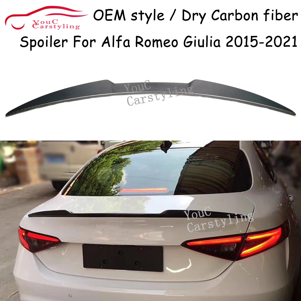 

Alfa Dry Carbon Fiber Rear Spoiler For Alfa Romeo Giulia 4-door Sedan Saloon 2015-2021 Trunk Boot Lip Tail Wing High Quality