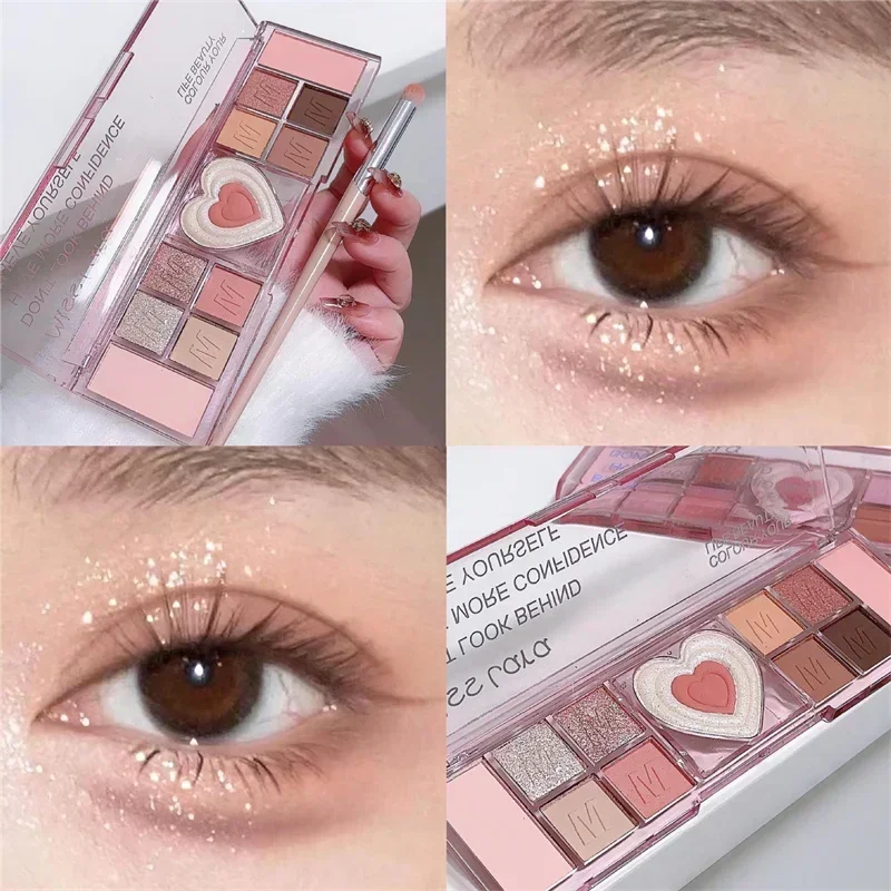 Sdotter 12 Kleuren Liefde Hart Roze Oogschaduw Palet Natuurlijke Koele Tone Lage Verzadiging Matte Oogschaduw Pallet Bruin Koreaanse Make-up