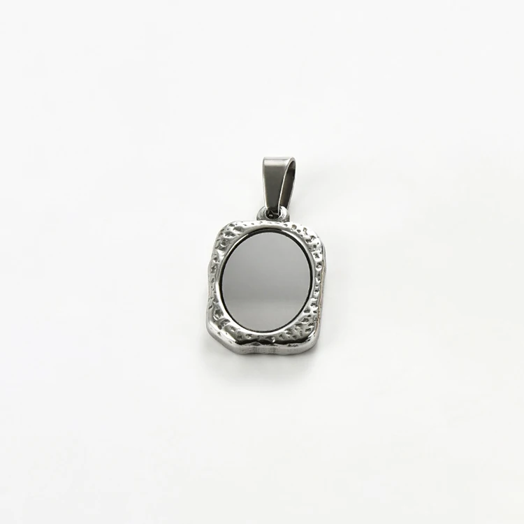 1Pc Rvs Vintage Spiegel Hanger Ketting Voor Vrouwen Meisjes Rechthoek Leeg Bar Charms Kettingen Choker Sieraden Geschenken
