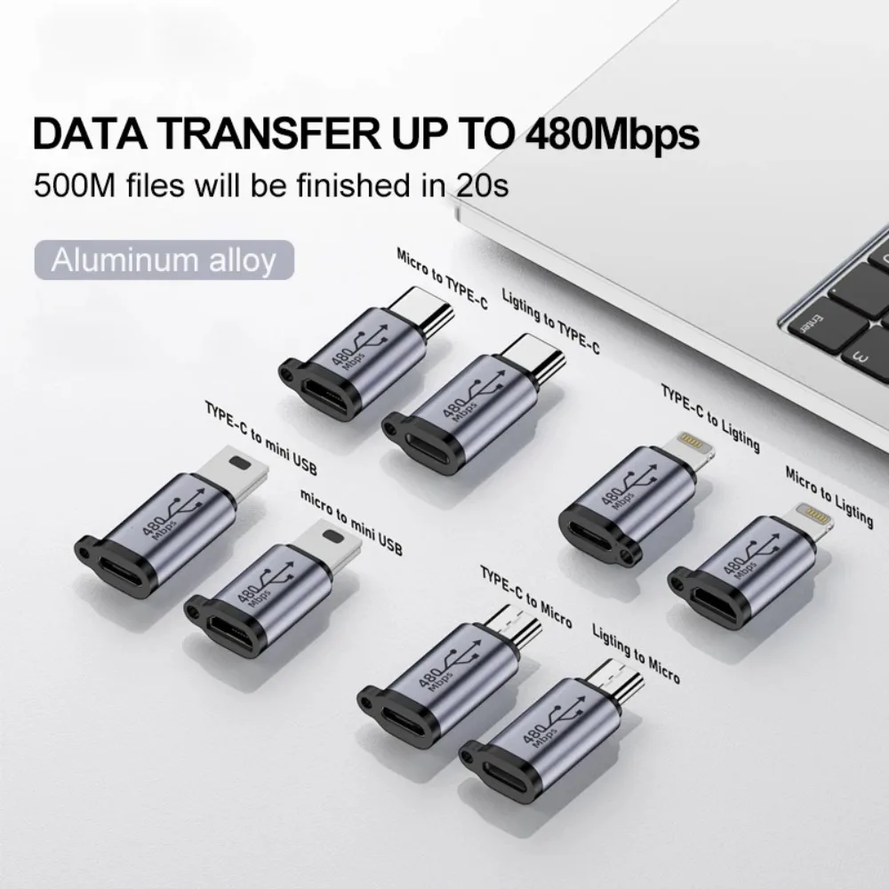 Adaptador USB Tipo-C, Micro para Mini USB, Conversores Feminino para Masculino