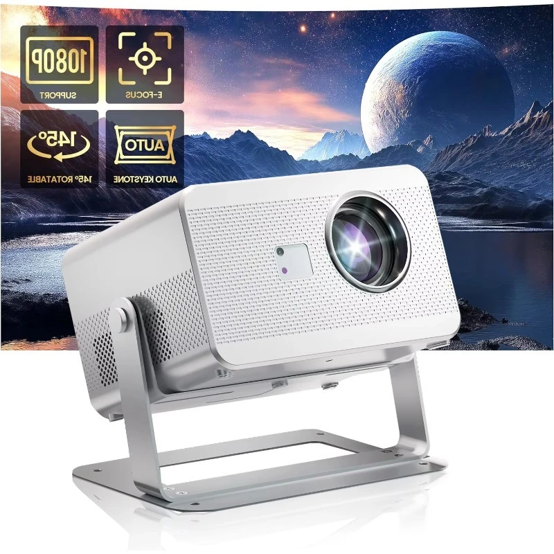 

4K Outdoor Movie Projector 1080p WiFi for Bluetooth 3D Audio Auto Keystone Mini Features Manual Lens Built-In for Home Theater
