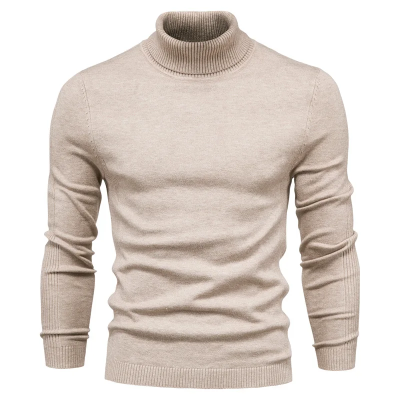 2024New Winter Turtleneck Thick Men's Sweater Turtle Neck Solid Color Quality Warm Slim Turtleneck Knitted Sweaters Pullover Men