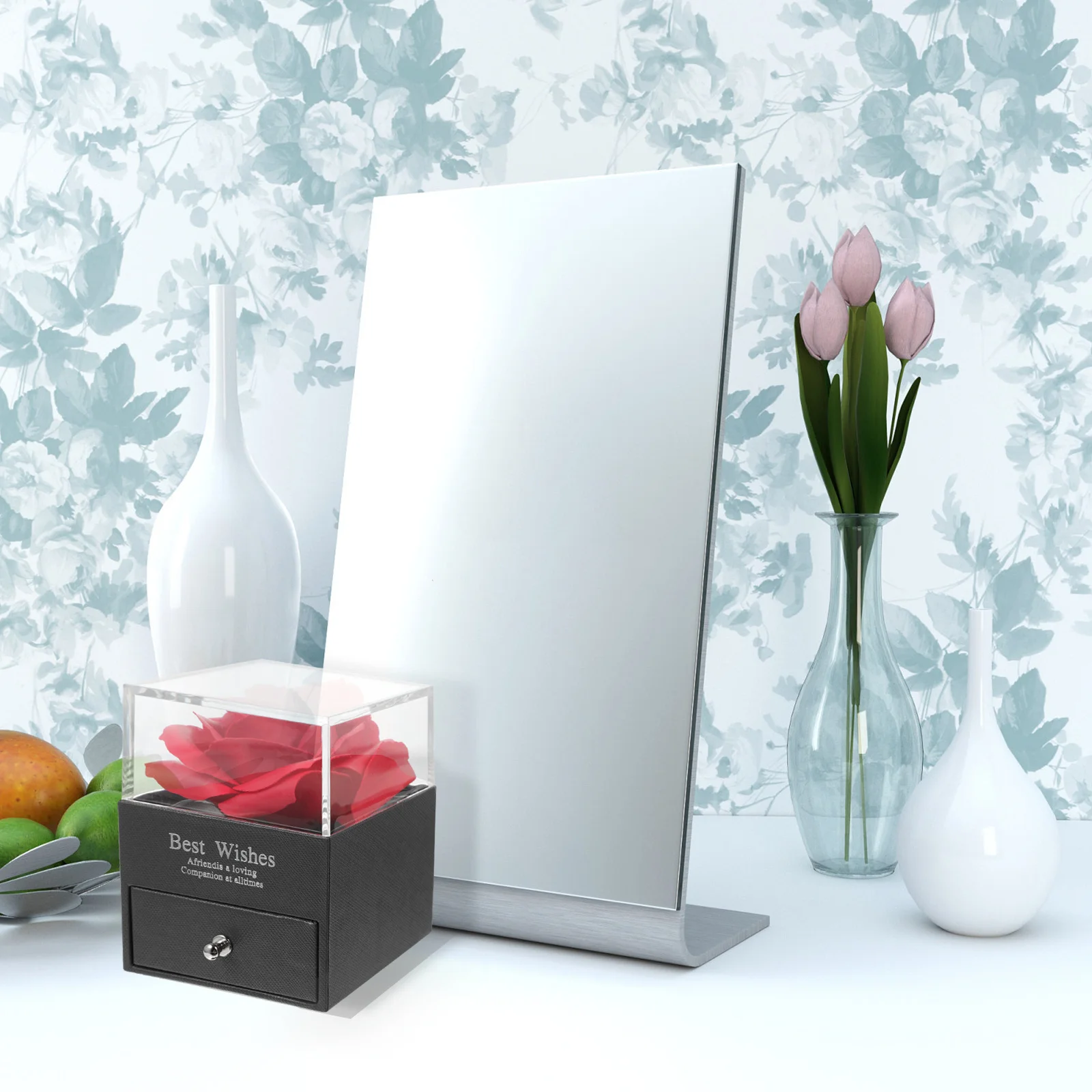 

1Set Preserved Rose Jewelry Box Elegant Ring Pendant Storage Case Gift Eternal Love Jewelry Gift Box for Anniversary Birthday