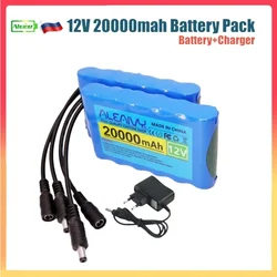 New Portable Super 12V 20000mah 18650 Rechargeable Lithium Battery Pack 12.6V for CCTV Camera Camping Light DC Plug+12.6V 1A