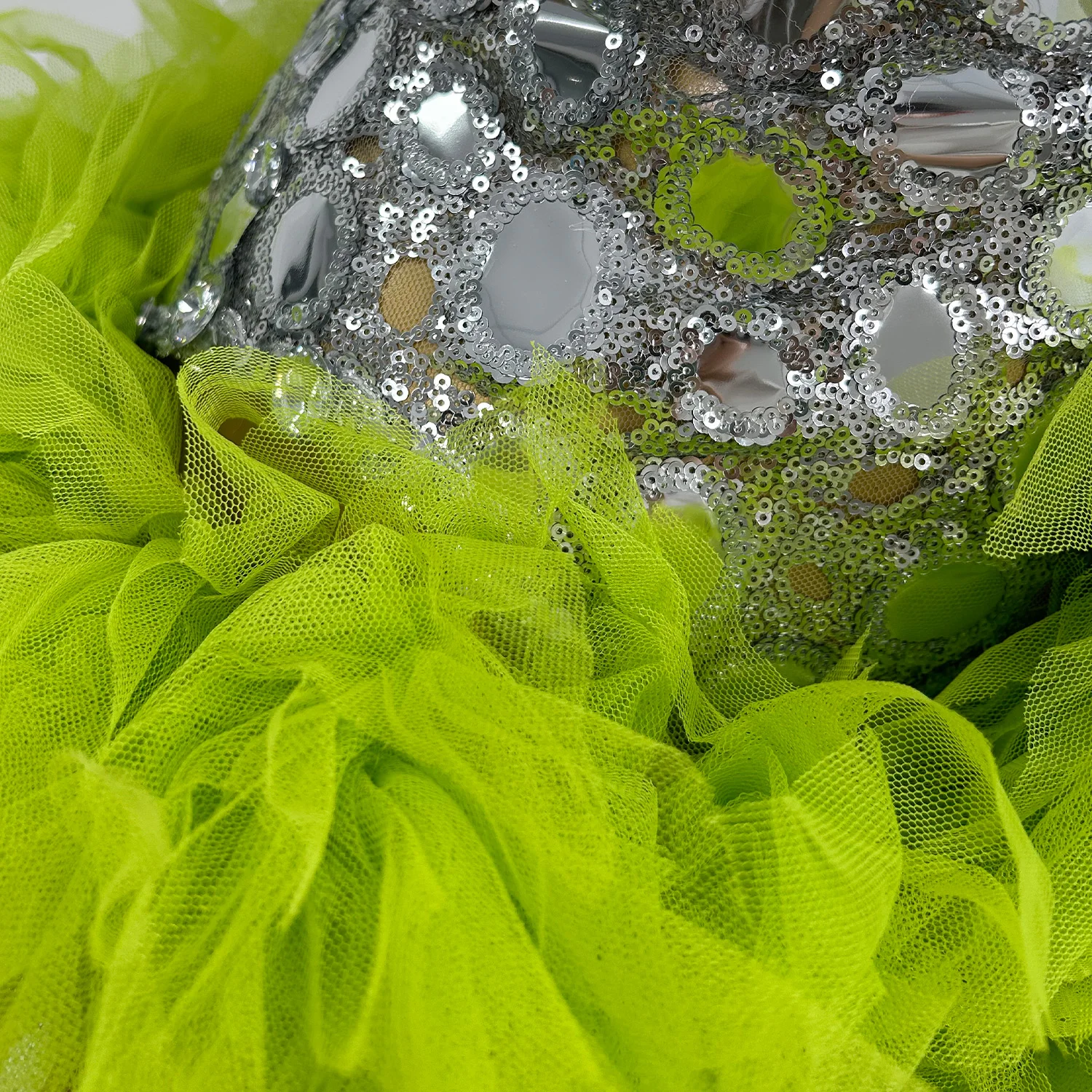 Mesh Performance Costume Bar Dancer Night Club Bodysuit Stage Wear Sparkly Green Fade Mirrors Women Sexy BodyconLeotard Yuanjing