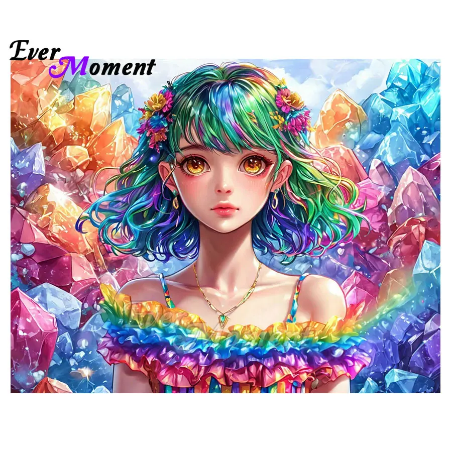 

5D Ever Moment Anime Girl Diamond Painting Art Kit Resin Square Round Drill Mosaic Set for Home Decor ASF3051