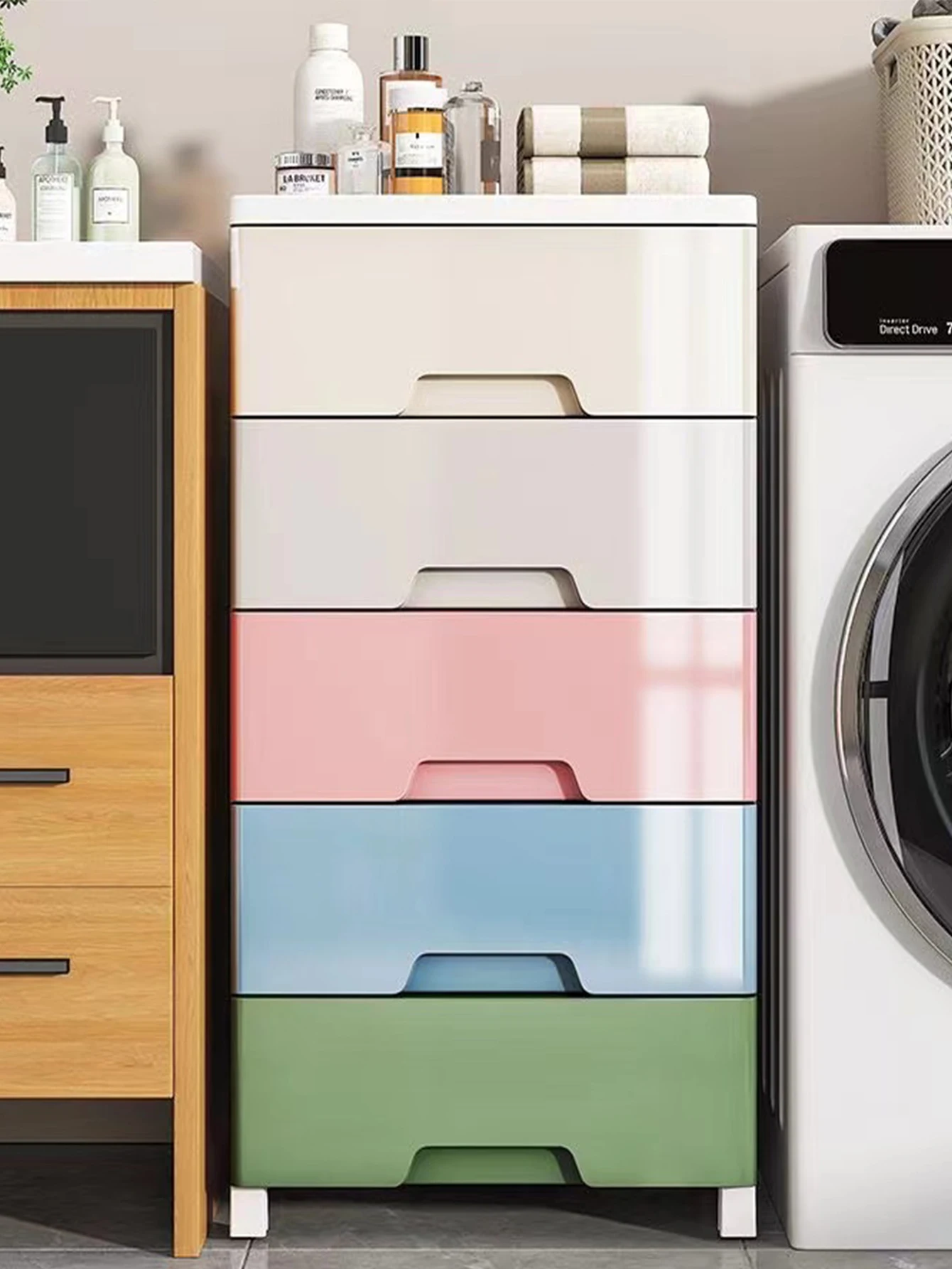 

Шкаф для хранения ящика, прикроватный шкаф для хранения в спальне, многослойный органайзер для детской одежды, пластиковый шкаф для ванной комнаты