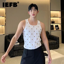 IEFB Hollow Out Vest Trend Men's Niche Design Metal Hole Personality Pullover Tank Top Korean Style Sleeveless Streetwaer 9C1564