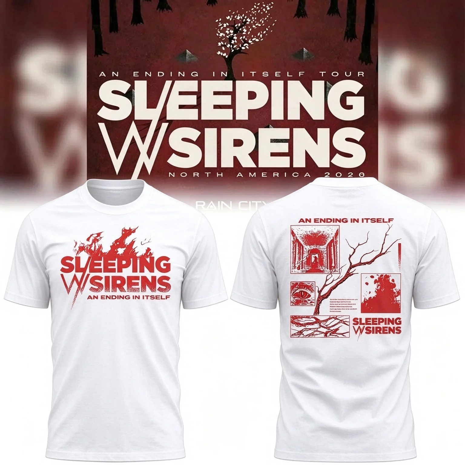 Sleeping with Sirens Emo Rock Tour 2026 Graphic Tee T Shirt Men's Women's Unisex Cotton Retro Cool Oversize Short Sleeve Top - view 4
