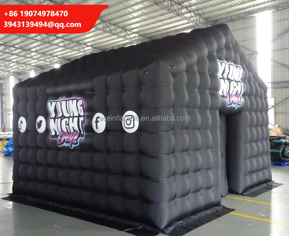 

Commercial Black Portable LED Disco Lighting Mobile Night Club Tent Inflatable Cube Party Tent Inflatable Nightclub