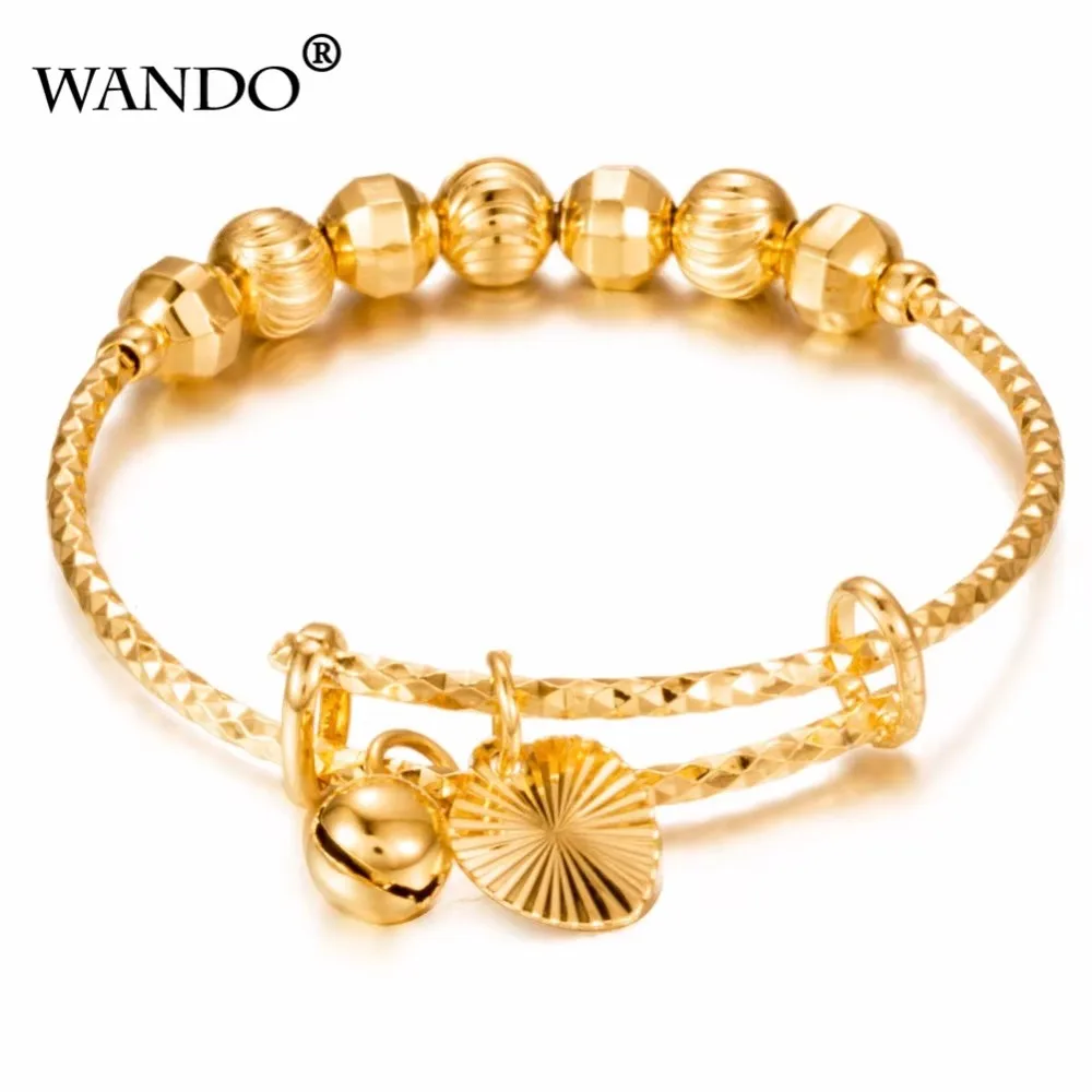 2pcs Dubai Gold Color Bangles For Baby/Kids Ethiopian Exquisite Bracelet/Bangle Trendy African Arab Jewelry B21