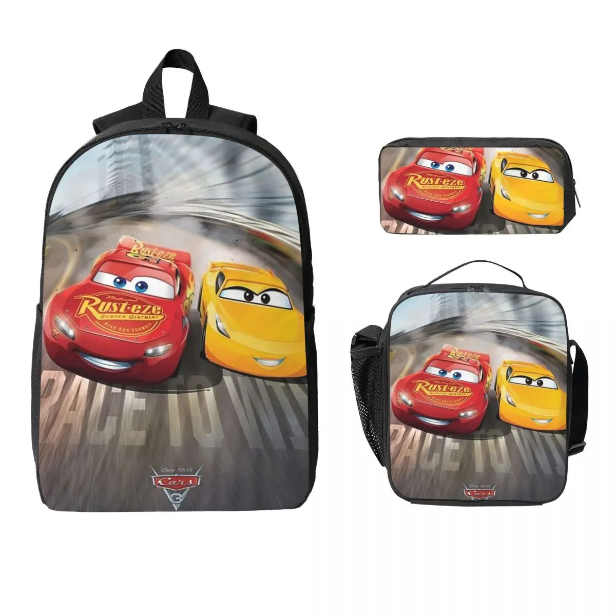 

Рюкзак Cars 3, студенческая сумка для книг для мальчиков и девочек, школьная сумка, сумки на плечо для ноутбука, 3 шт., изолированная сумка для обеда, пенал