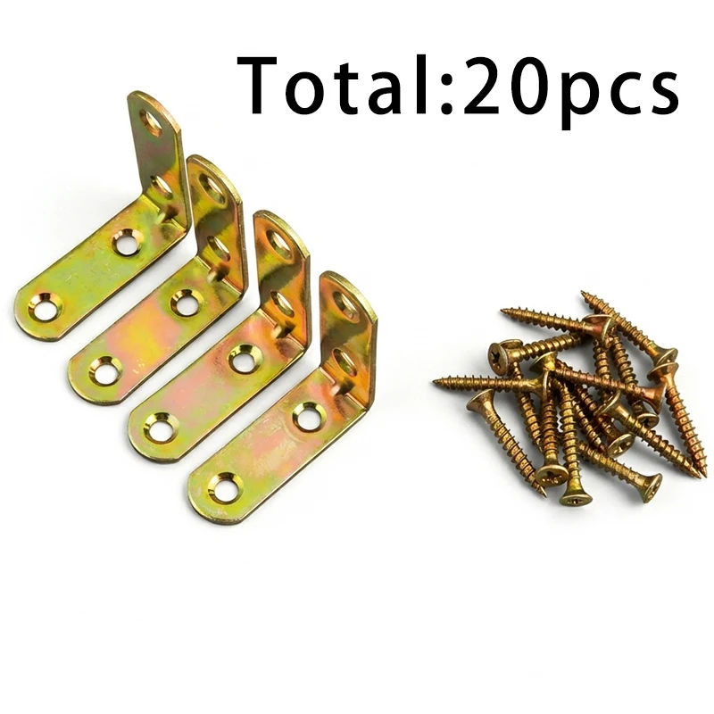 20Pcs color 90-degree four-hole corner code, ideal for reinforcing wooden bookshelves, tables, chairs and cabinets