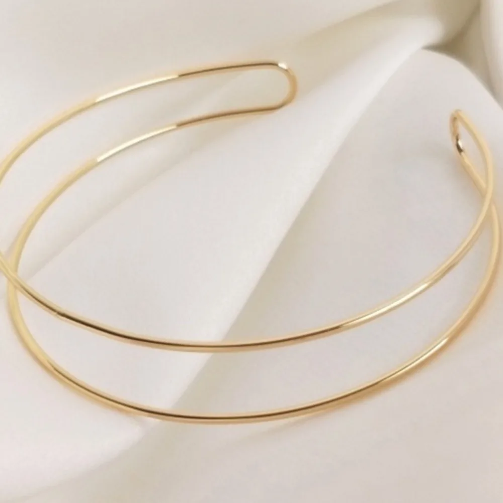 

Copper 14K Gold Color Wire Double Strand Bangles Hand Clip Bead Winding DIY Bottom Bracelet Double Ring Bracelet Accessories