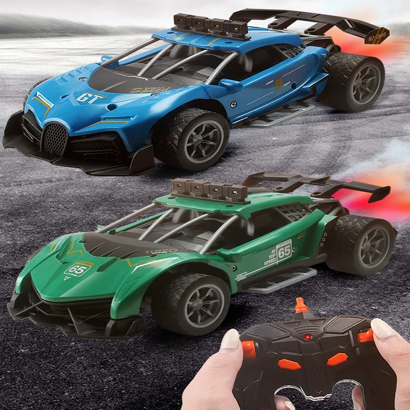 รถบังคับวิทยุความเร็วสูง ข้ามพรมแดน อัตราส่วน 1:16 ของเล่นรถไฟฟ้าสำหรับเด็ก ชาร์จไฟได้ 2.4G พร้อมฟังก์ชั่นพ่นละอองน้ำ จำลองการดริฟท์ ขับเคลื่อน 4 ล้อ