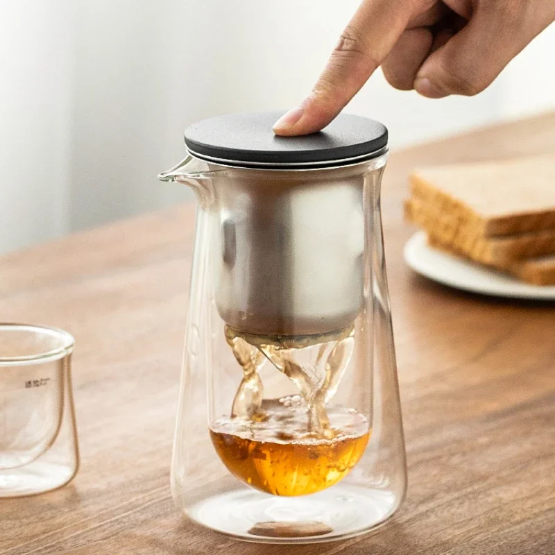 

Bird bubble teapot magnetic floating cup double-layer anti-scalding glass tea set office tea separation artifact