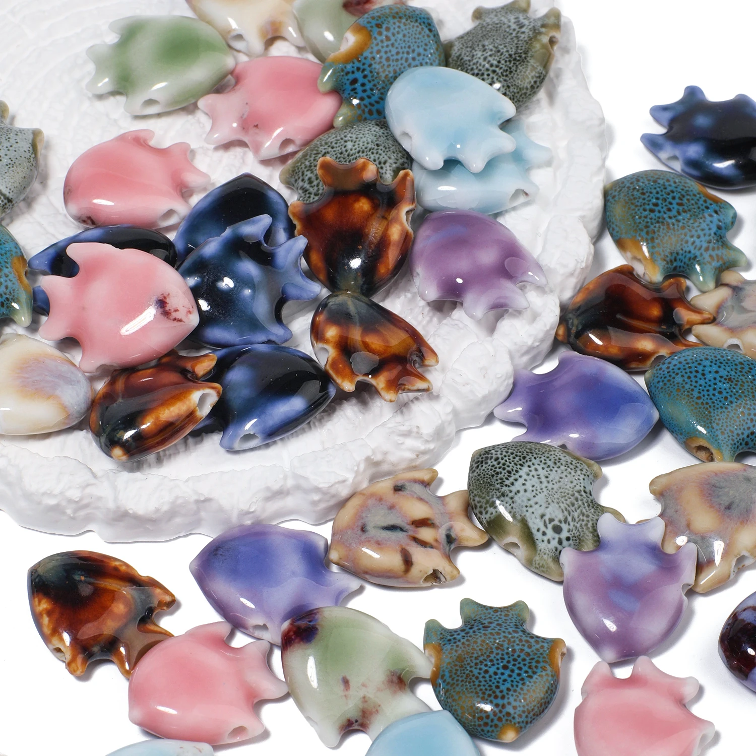 16x19mm10pcs Multicolor Fish Ceramic Beads for Diy Jewelry Making DIY Charms Bracelet Necklace Accessories Wholesale