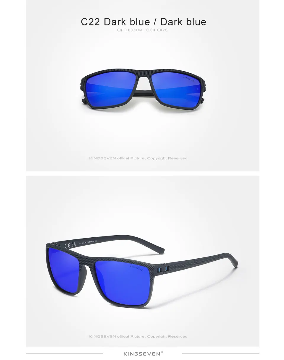 Kings even hd polarisierte sonnenbrille für männer uv400 schützen augen brille blau spiegel körnigkeit designer rechteck marken brillen – Detail 2