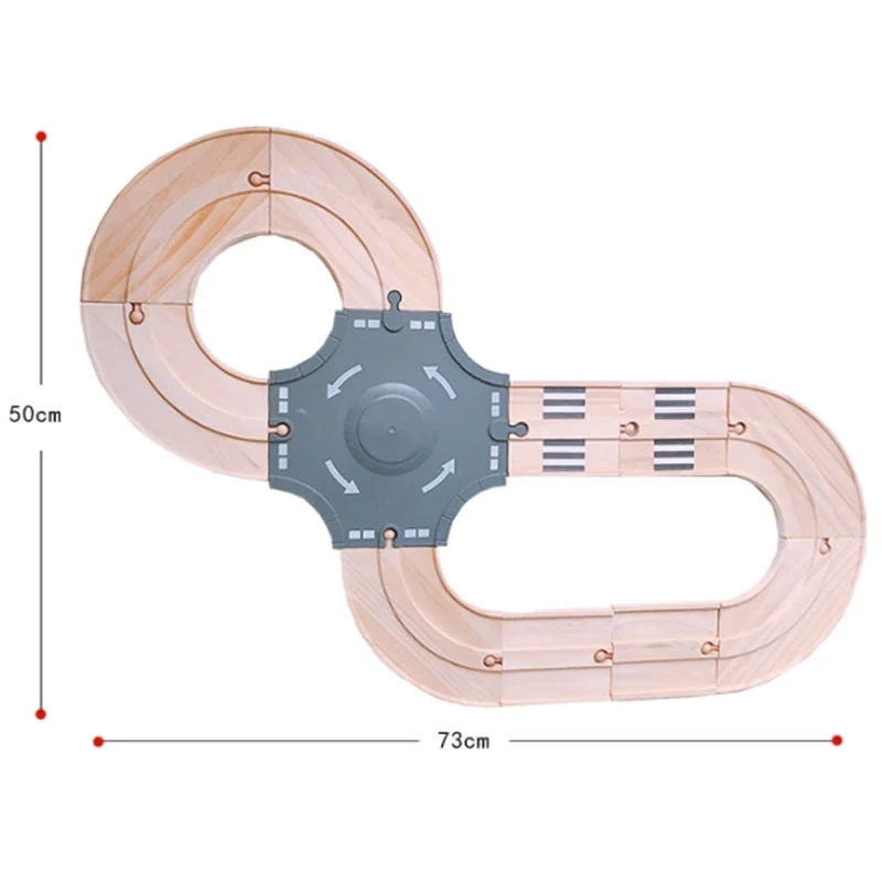 Highway Disc Eight Character Wooden Track Set Train Game Toys Compatible With Wooden Small Train Track Children 1:64 Pd10