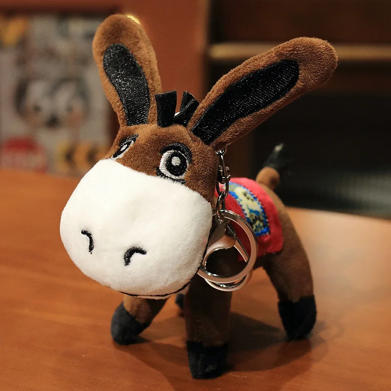 LLavero de juguete de peluche de burro, colgante para bolso, muñeco de peluche de Animal de dibujos animados, decoración suave Adorable, adorno de muñeca para niños y adultos, juguete de regalo de colección