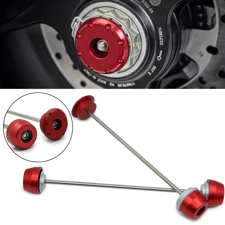 Motorcycle Front Rear Wheel Axle Fork Sliders Crash Protector fit For DUCATI PANIGALE 1098 1198 1199 1299 1299S V2 V4/V4S 2pcs