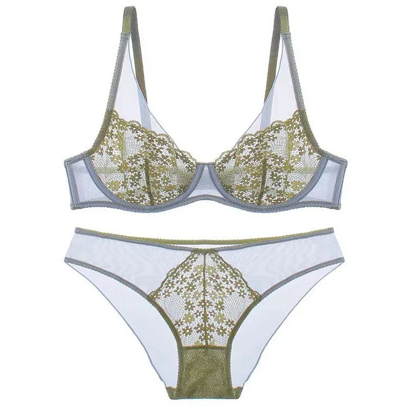 

Сексуальный бюстгальтер с цветочной вышивкой, женский тонкий прозрачный комплект нижнего белья, сетчатое нижнее белье, повседневный комплект с бюстгальтером и трусиками