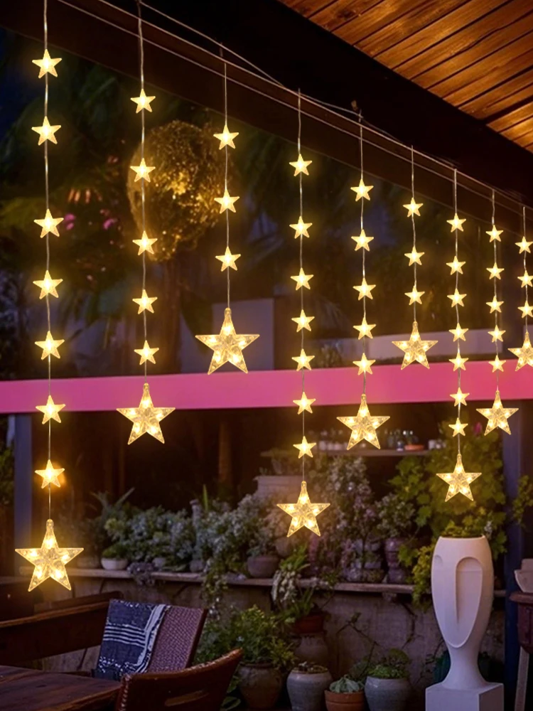 

Solar Powered Star String Lights Atmosphere Lighting for Garden Courtyard Indoor Decoration LED Hanging Light Band