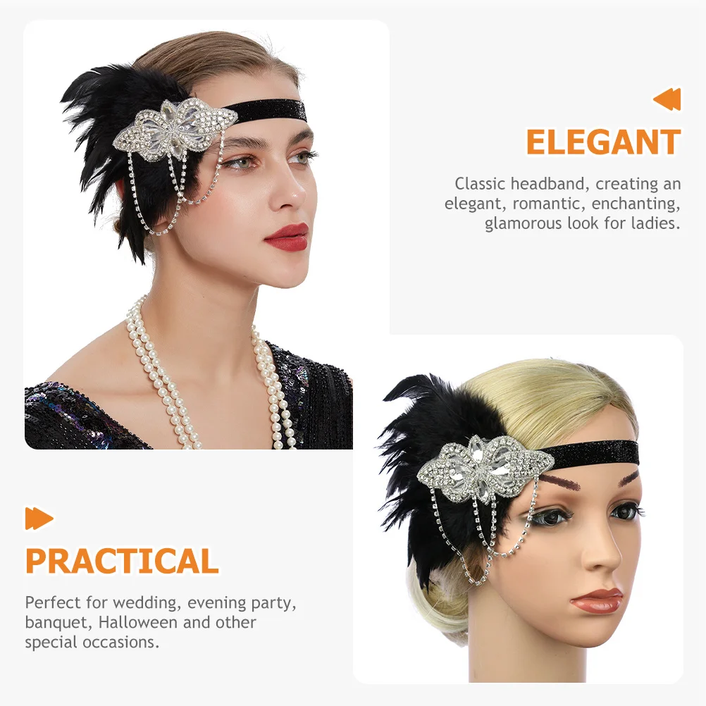 

1920s Rhinestone Tassel Headband Vintage Hair Accessory Wedding Evening Party 20s Hairpiece Classic Elegant Cocktail Headband