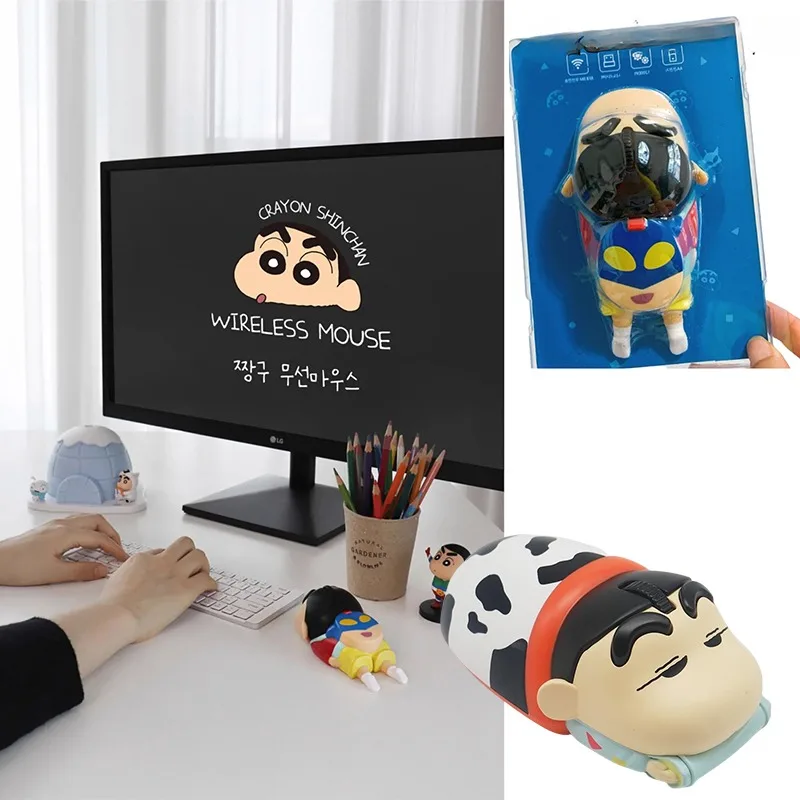 

Crayon Shinchan Wireless Mouse Bluetooth Anime Character Mouse Silent Game Cute USB 2.4G Mouse iPad Laptop Friend Birthday Gift
