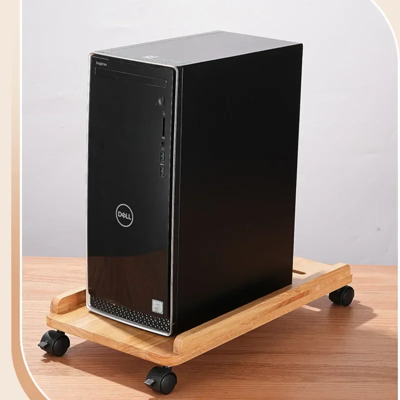 

Solid Wood Desktop Stand with Movable Heat Dissipation Oak Office Chassis Base Study Computer Mainframe Digital Accessories