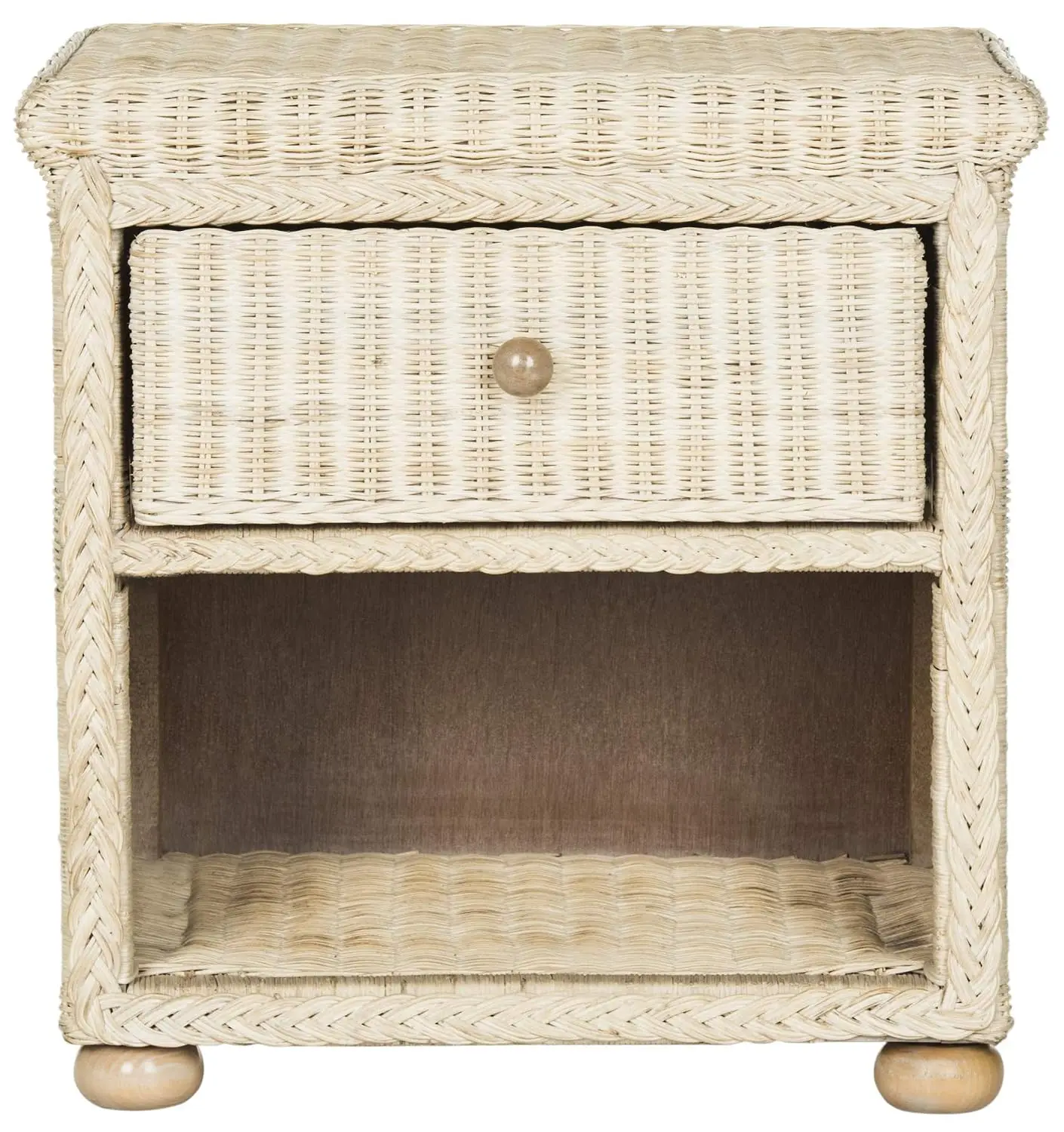 Wicker Nightstand Bedside Table Storage Drawer Shelf 22