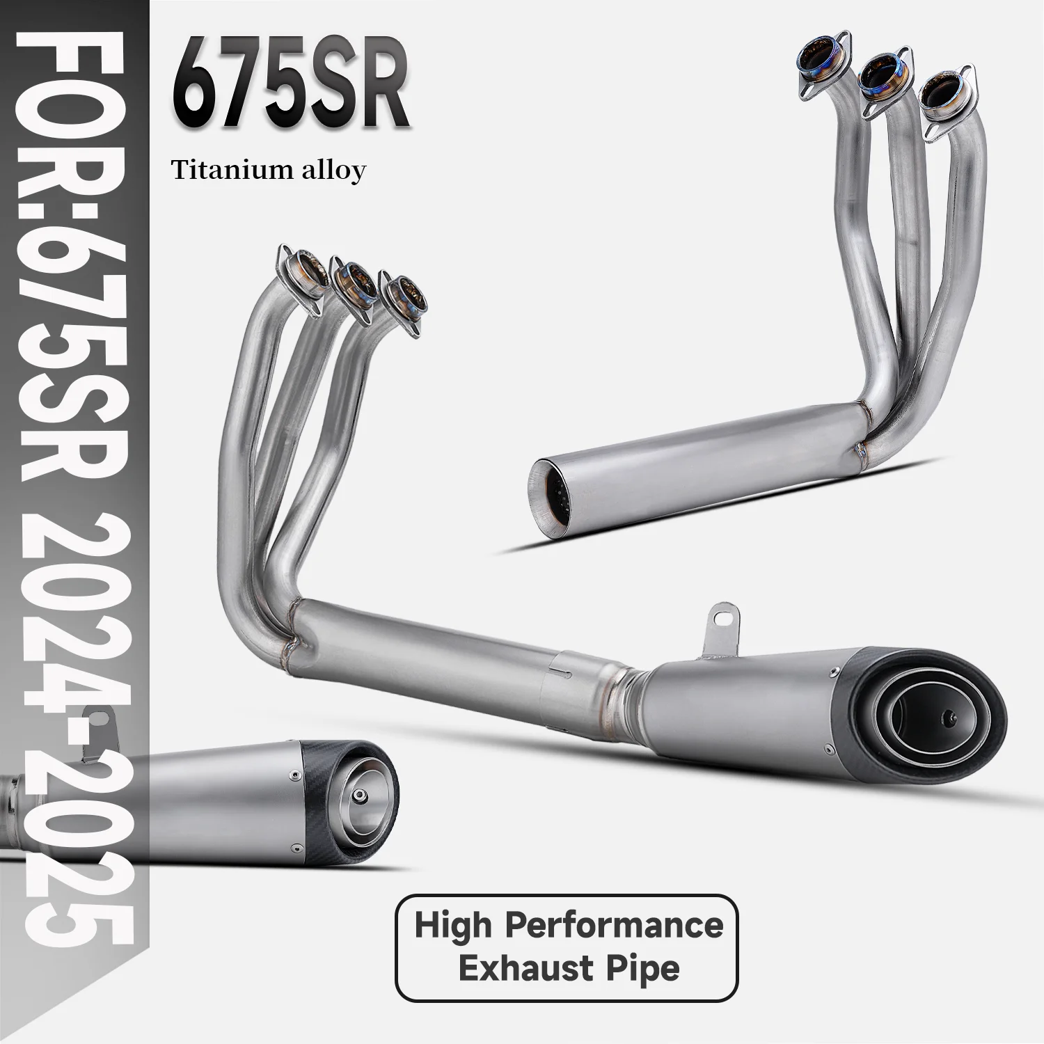 

CF 675SR 675R 675NK Motorcycle Full System Exhaust Ti Alloy Front and Middle Exhaust Carbon Tip Muffler For 675SR 675R 675NK