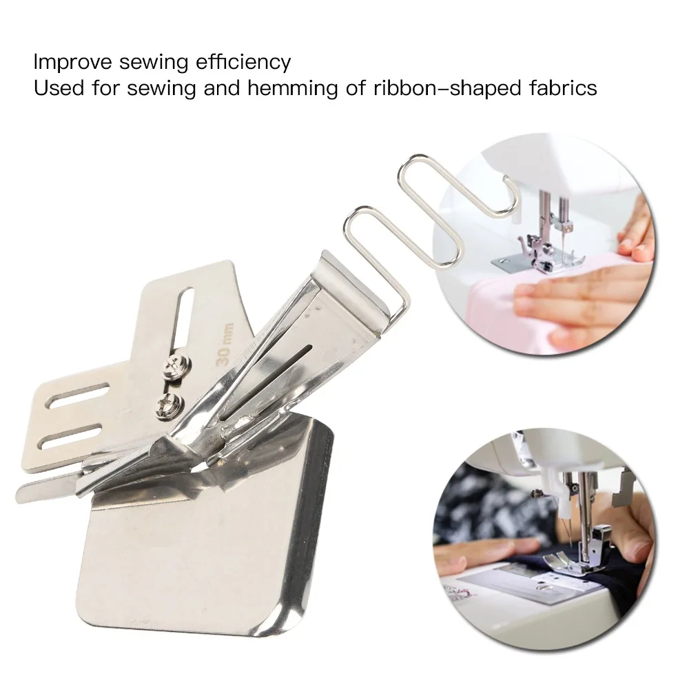 3pcs Lockstitch Machine Accessories 30mm Angle Binder 24mm Iron Bias Folder Industrial 32mm Binding Attachment Industrial Sewing
