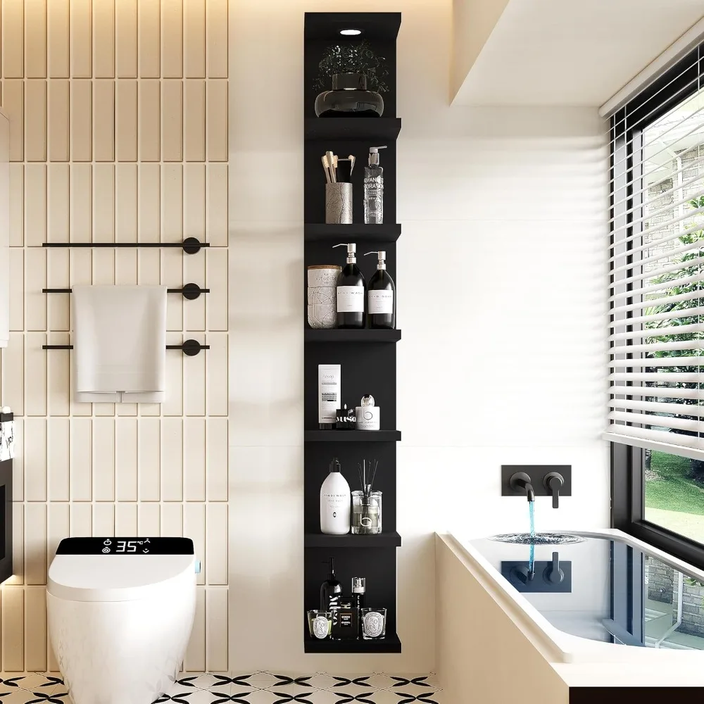 

7 Tier Wall Shelf Unit,Black Lack Wall Shelf