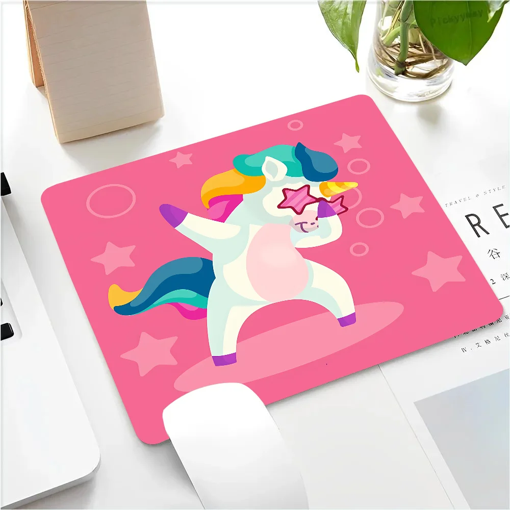 Cartoon Unicorn Mousepad Small LockEdge Mouse Pad For Gamers Computer Desk Pad Anti-slip Rubber