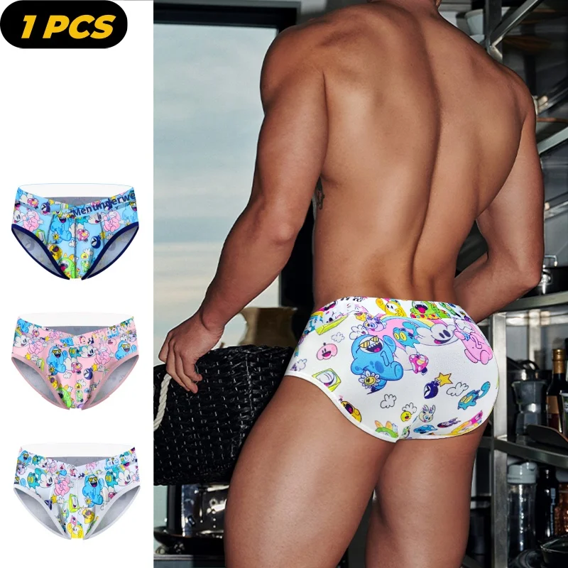 1PCS Hot Sale Modal Graffiti Printed Sexy Man Brief Underwear Men Underpant Quick Dry Slip Panties Jockstrap Men's Briefs Gaysex