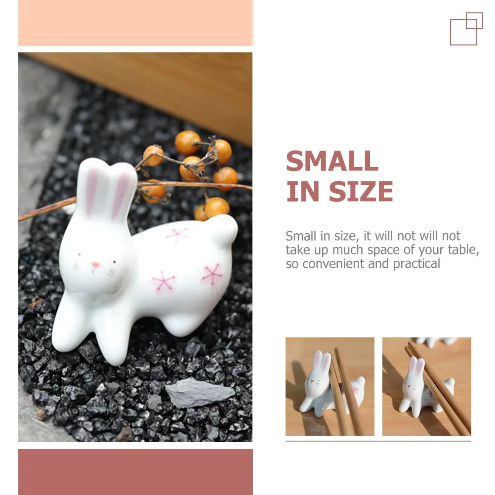 

4Pcs Lovely Ceramic Chopstick Racks Multifunctional Bunny Shaped Tableware Organizer for Home Hotel Restaurant Use