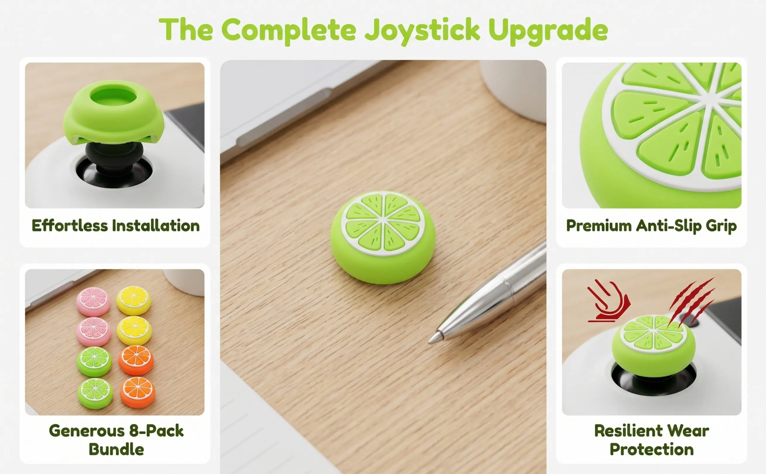 8 pcs Watch Silicone Halloween Christmas New Year Controller Joystick Cover Controllers Joystick Caps Fruit