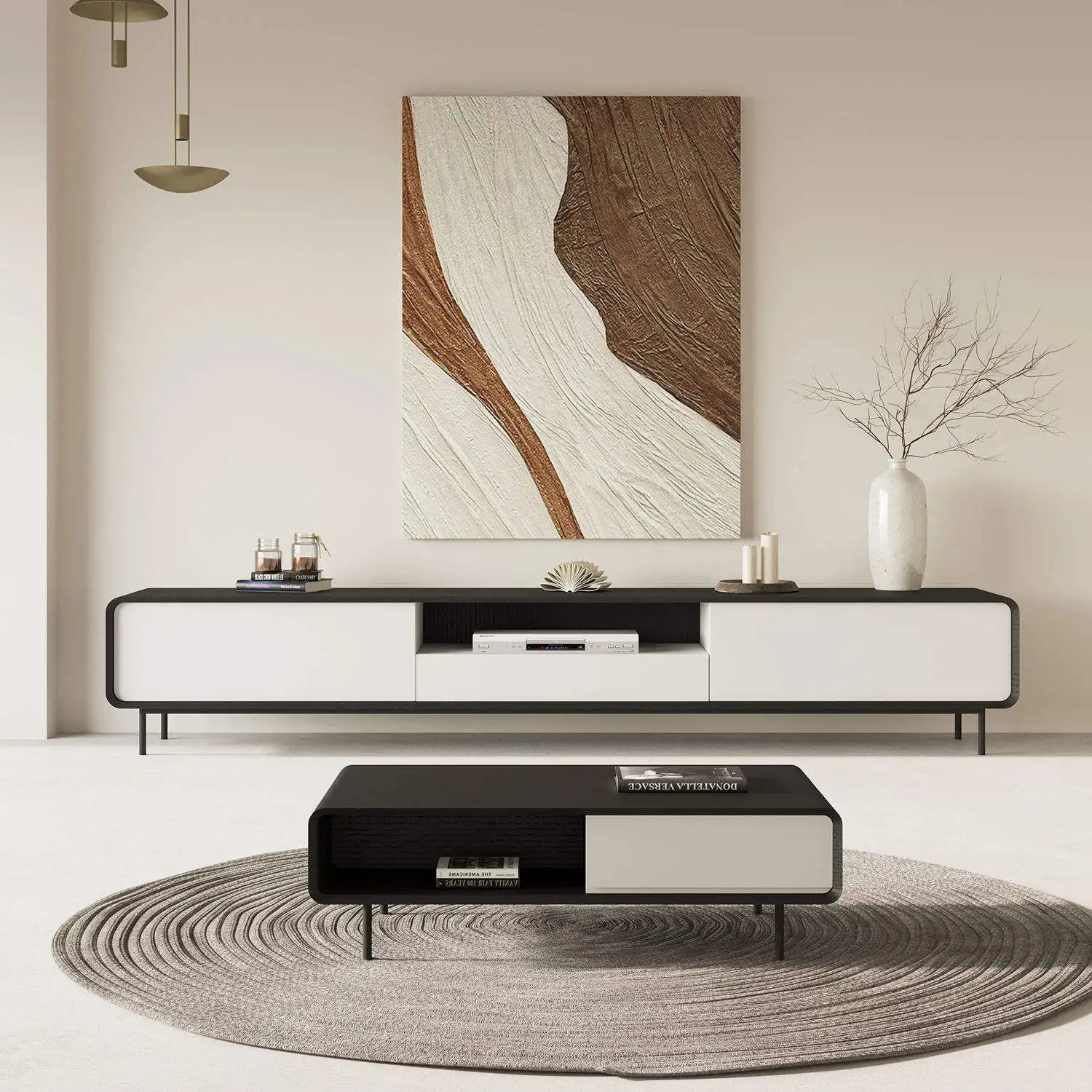 

Modern TV Cabinet and Coffee Table Set Fashion TV Stands Wood Furniture Living Room Wood TV Unit
