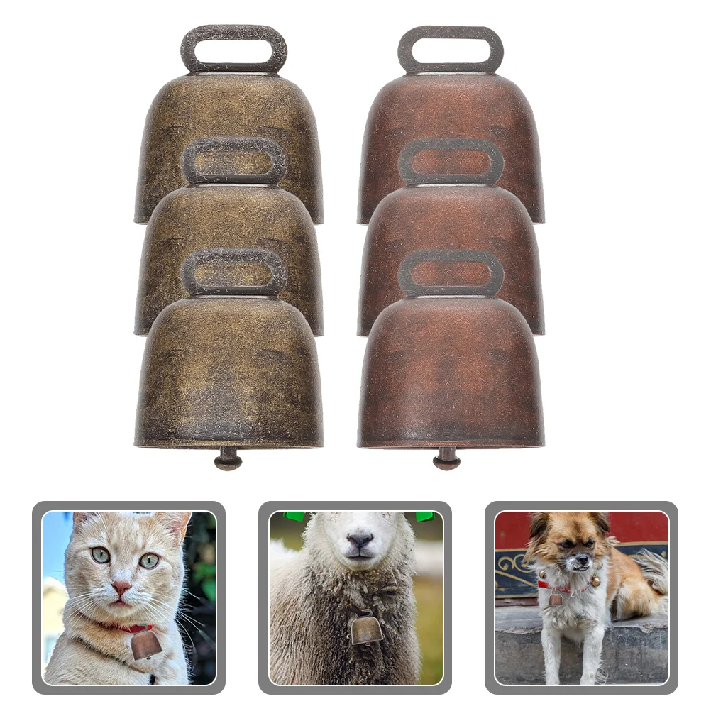 6 Pcs Metal Cowbell Large Bells for Decoration Vintage Mini Livestock Hanging Small Copper Christmas