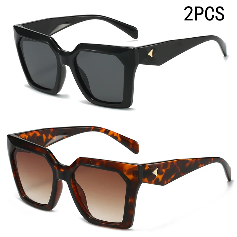 

2PCS New Women's Square Sunglasses Personality Trendy Sunglasses Women's Fashion Colorful Sunglasses M6255