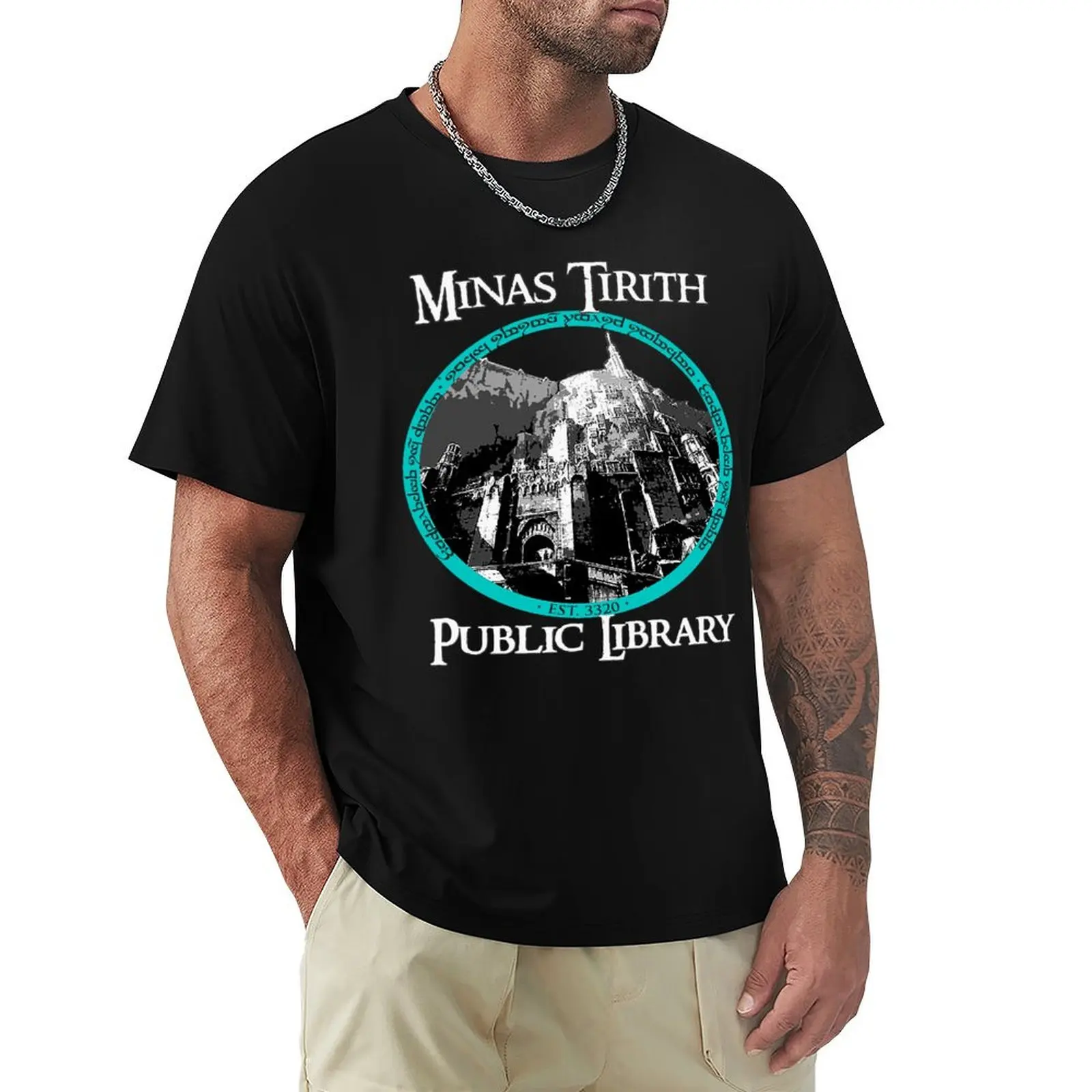 

MINAS TIRITH PUBLIC LIBRARY T-Shirt oversized t shirt Short sleeve tee Men's t-shirt