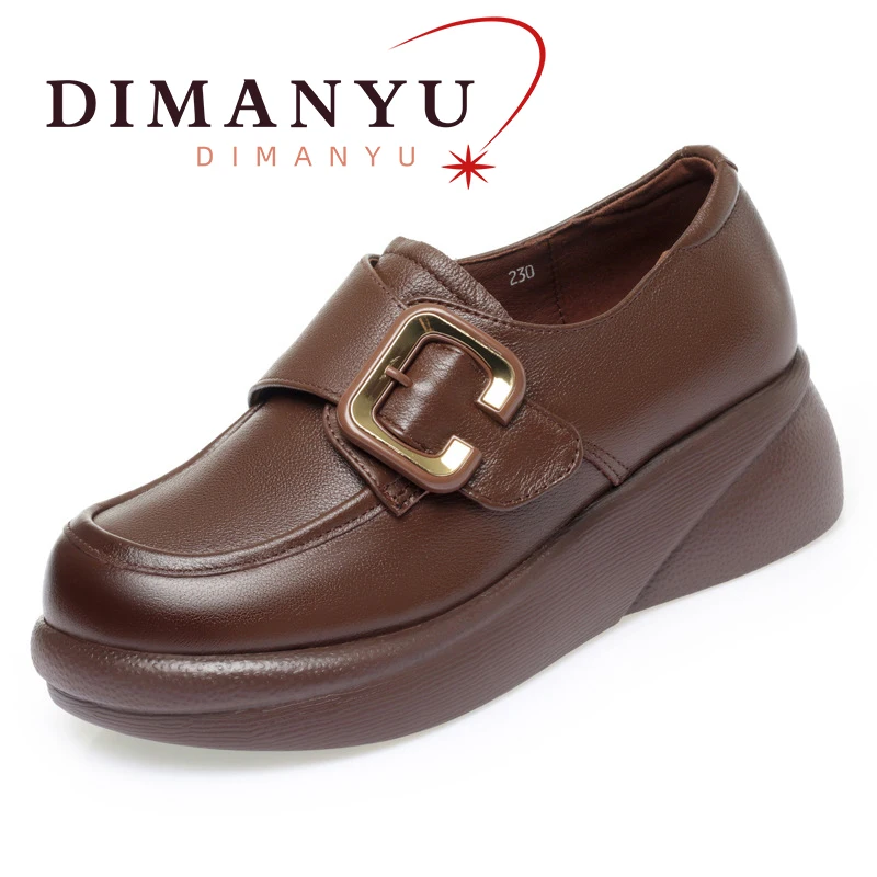 

DIMANYU Women's Shoes Platform 2024 New Spring Genuine Leather Female Loafers Retro Non-slip Casual Women's Shoes