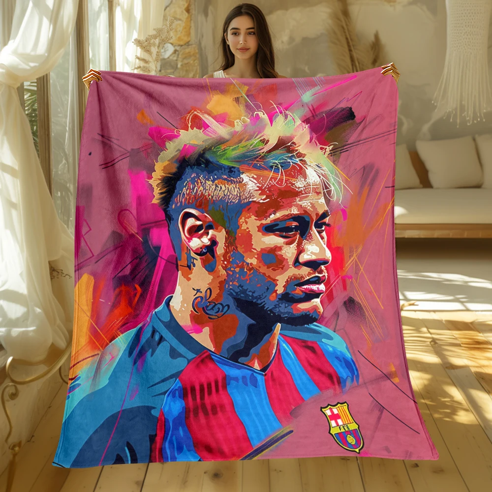 N-Neymar Jr Football star HD Print Blanket.Warm and Comfortable Flannel,Bedroom,Sofa,Bed,Chair,Gift,Picnics,Trip, Camp,Blankets.