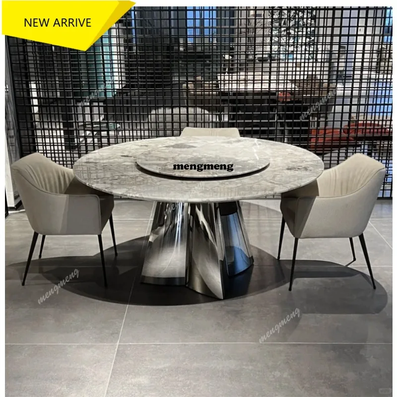 

M138 Marble round dining table and chairs combination modern luxury stone restaurant dining table custom dining table and chairs